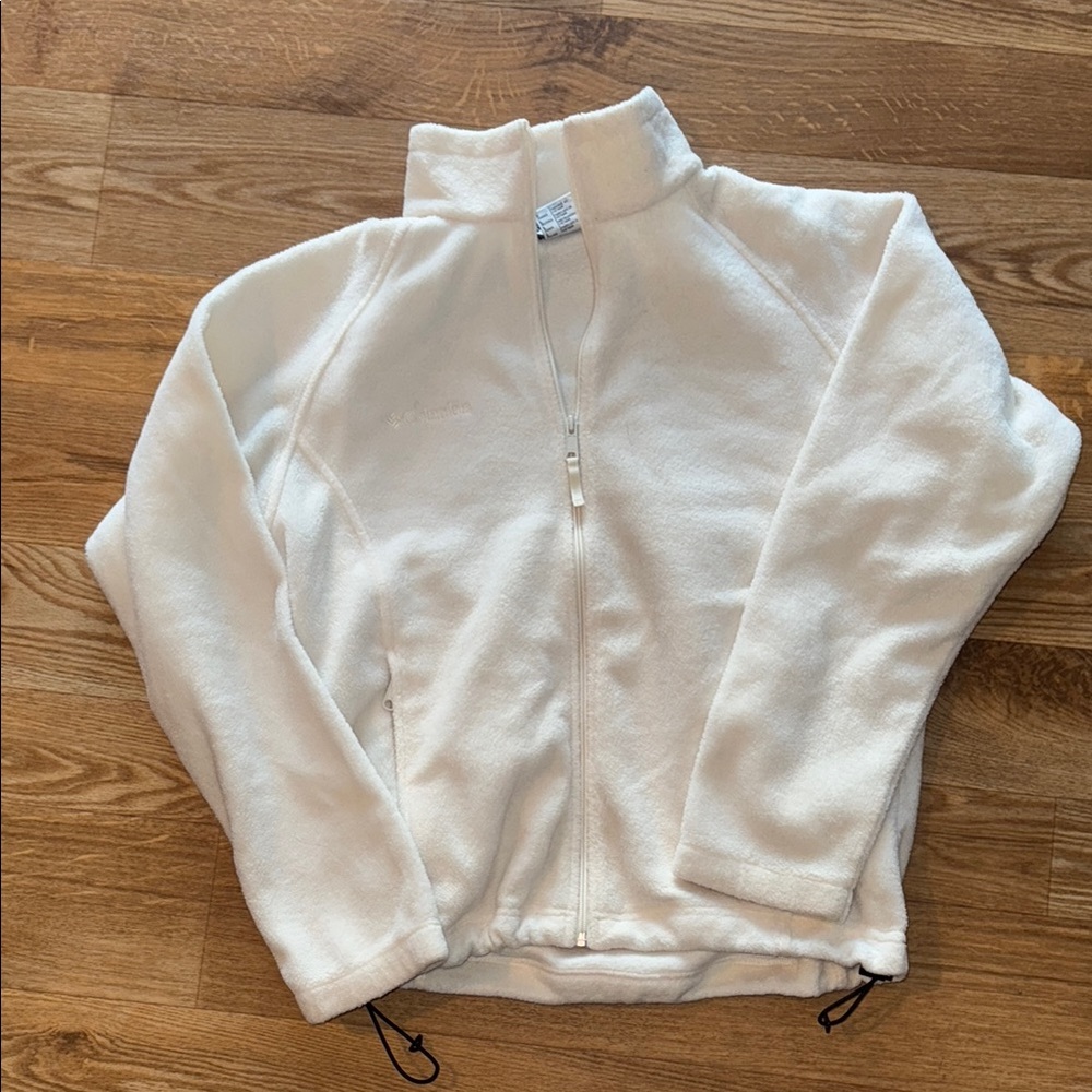 Columbia White Fleece Zip-Up Jacket